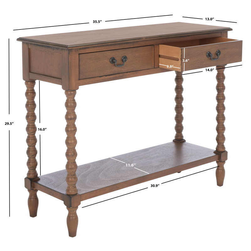 Athena 2 Drawer Console Table , Brown