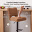 Fabric Upholstered Adjustable Swivel Bar Stools with Backrest & Footrest -1954015297