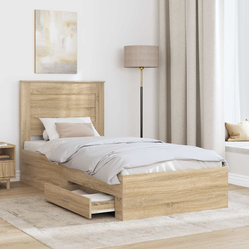 Bed, Silver/Sonoma Oak