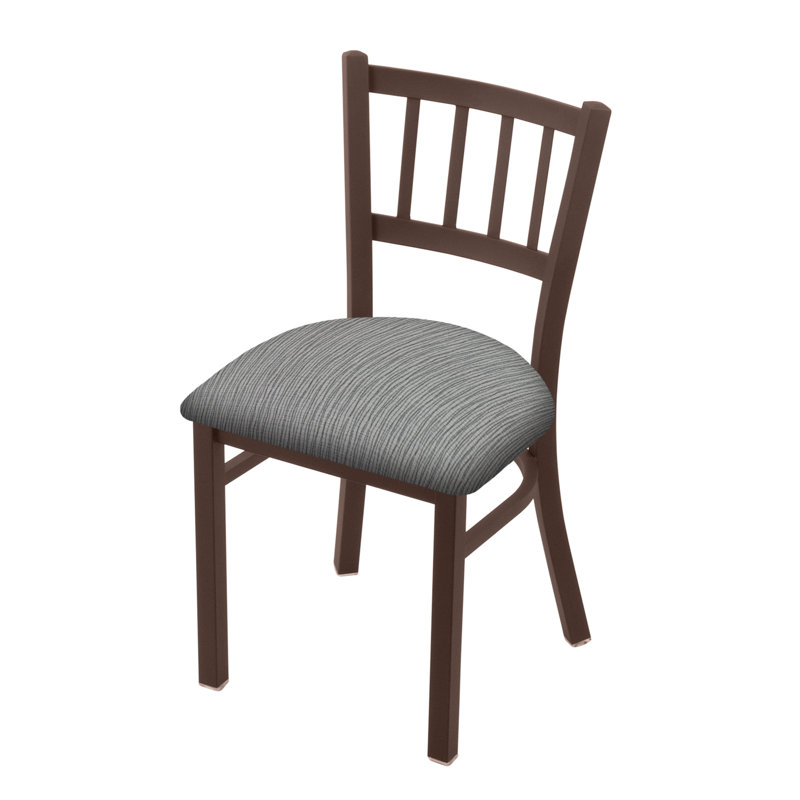 Contessa 18'' H Faux Leather Upholstered Metal Side Chair, Bronze, Fabric Graph Alpine