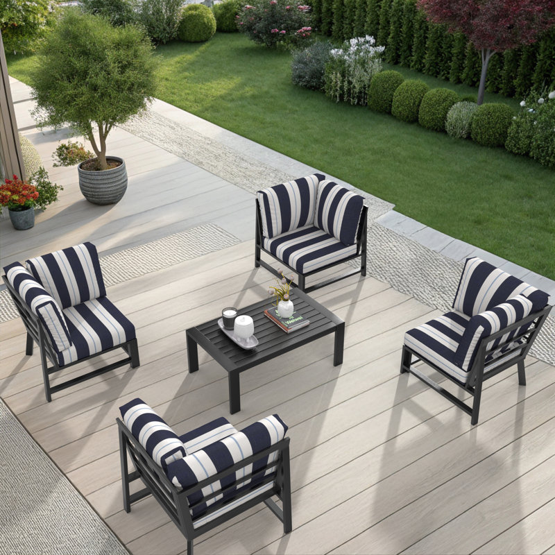 Chaise de patio modulaire d'extérieur Oltjana avec coussins Sunbrella, Port Relate