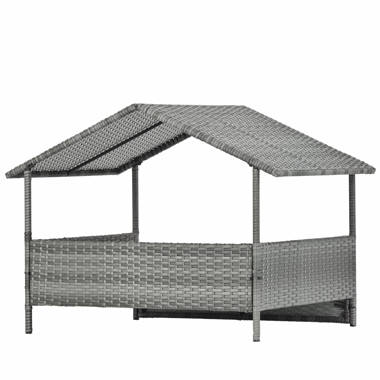 PawHut Wicker Dog House Elevated Raised Rattan Bed for Indoor