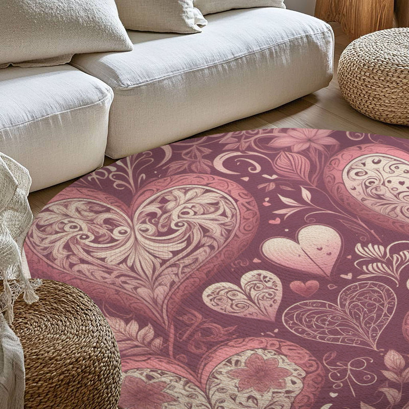 Tapis tressé cœur-rose, Rond 5 pi