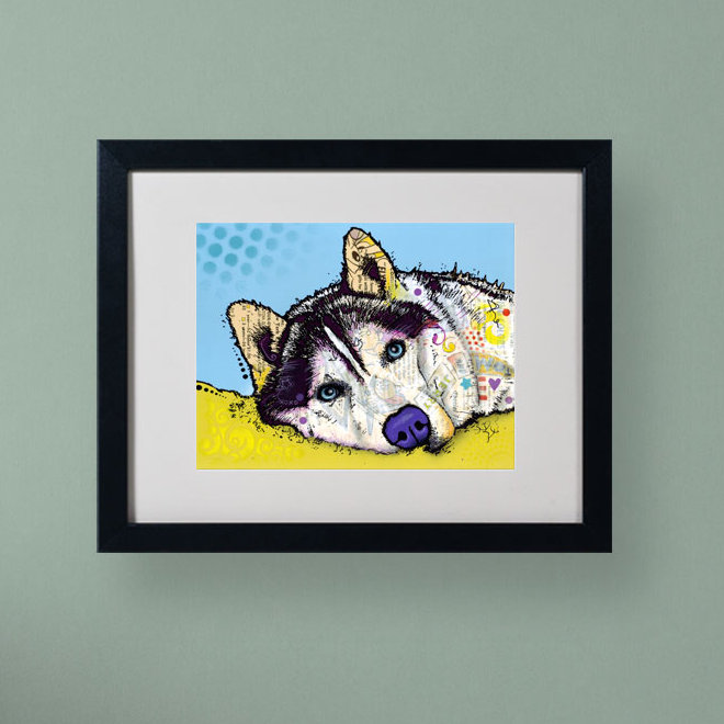 « sibérie husky ii », impression, H 11 po x l 14 po x P 0,5 po, Cadre noir, Blanc