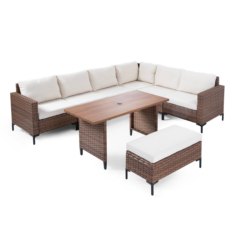 8-Piece Patio Furniture Set, Outdoor Conversation Set with Adjustable Backrest & Storage Ottoman
