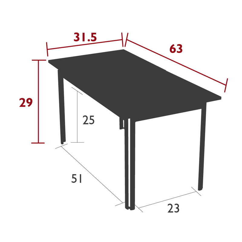 Costa Outdoor Dining Table, 32" W x 63" L x 29" H