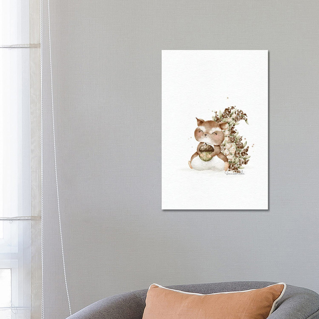 Florales Eichhörnchen von Sanna Sjöström - Galerie-verpackte Leinwand Giclée auf Leinwand