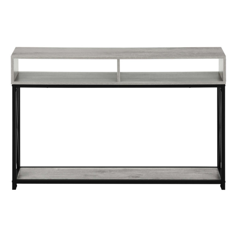 Console moderne étroite avec plateau en stratifié durable et structure en X en métal pour l'entrée, le salon ou la chambre à coucher