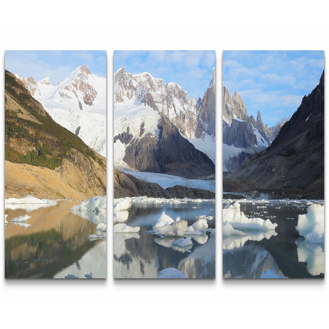 3-tlg. Leinwandbilder-Set Argentinische Berge hinter See