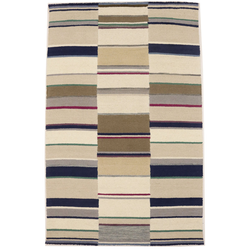 Tapis en laine touffeté à la main à motif géométrique multicolore