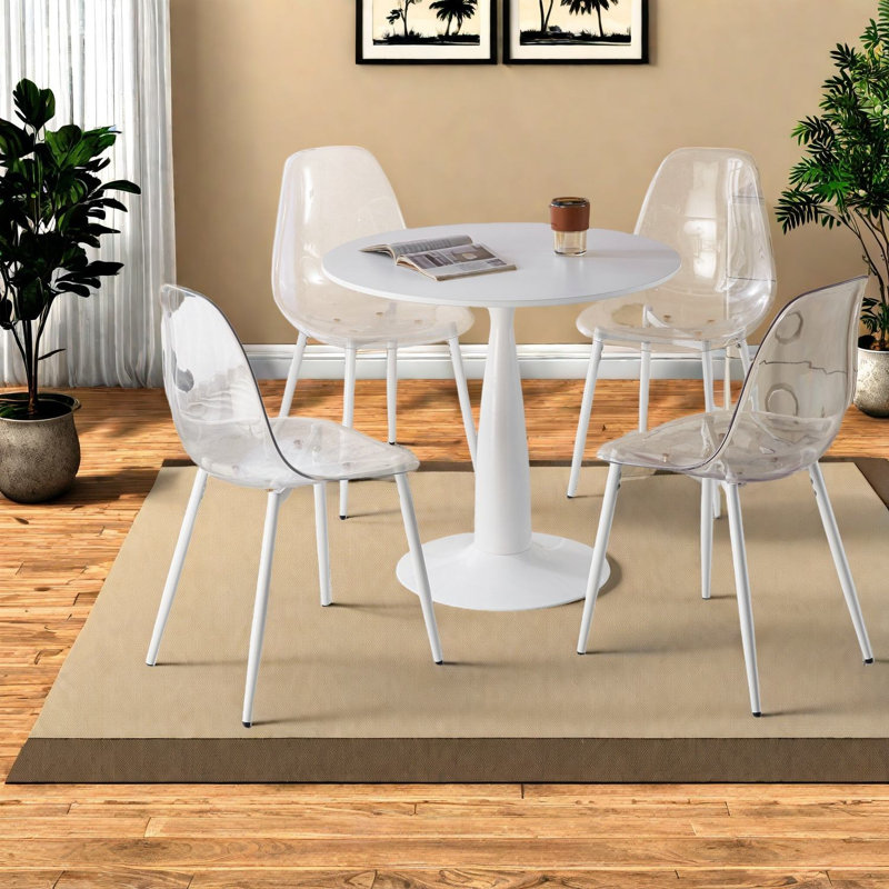 Ensemble de table de salle à manger blanc élégant avec pieds en métal pour une maison moderne