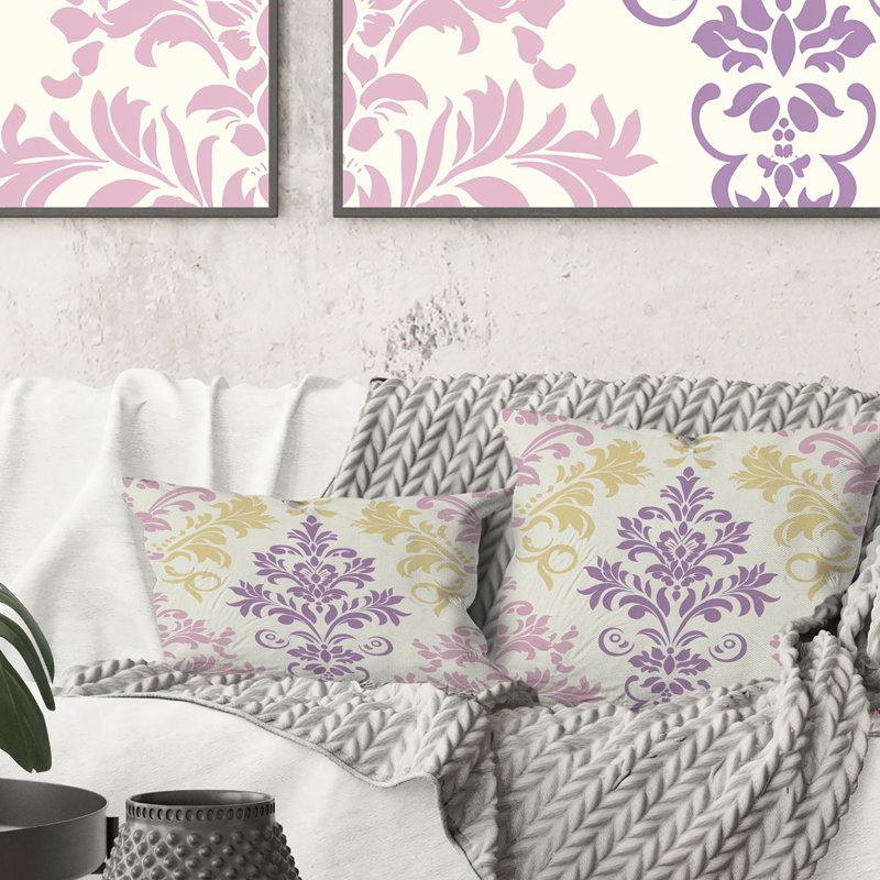 Coussin Damask Blush, H 18 po x l 18 po, Carrée