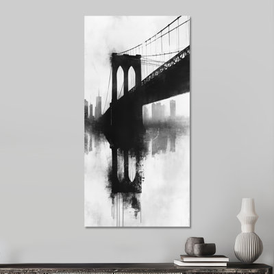 Urban Urban Prints - Brooklyn Bridge Reflection, art mural en métal blanc New York
