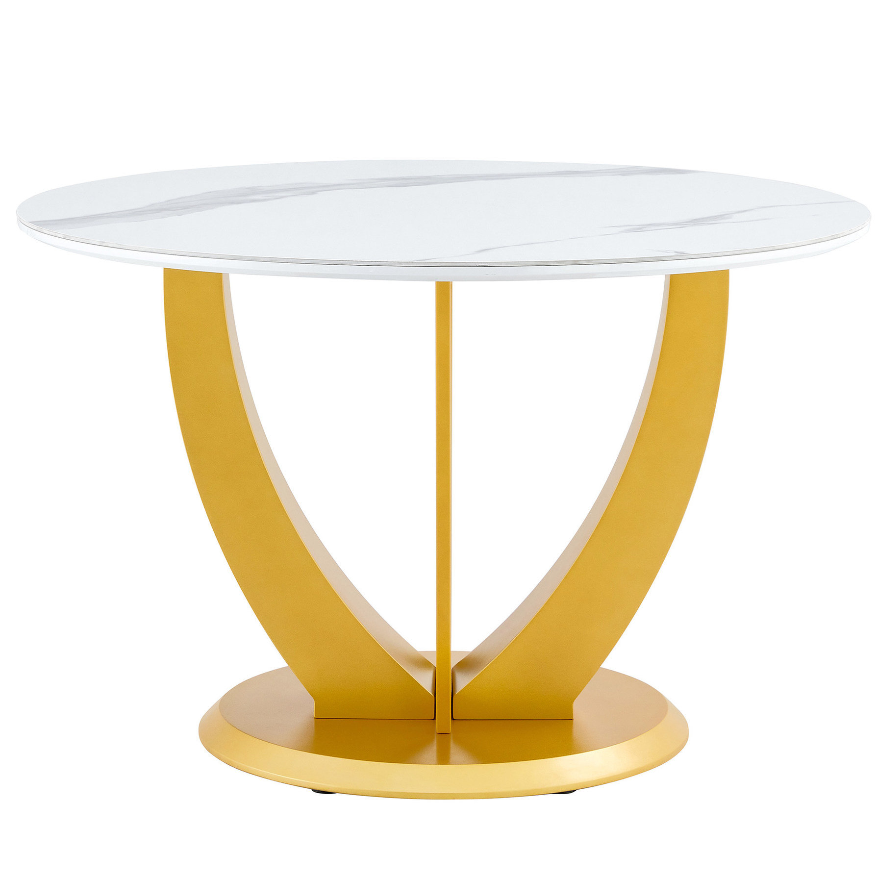 Mercer41 Stylish Gold Legs And 48-inch Round White Table For A Modern ...