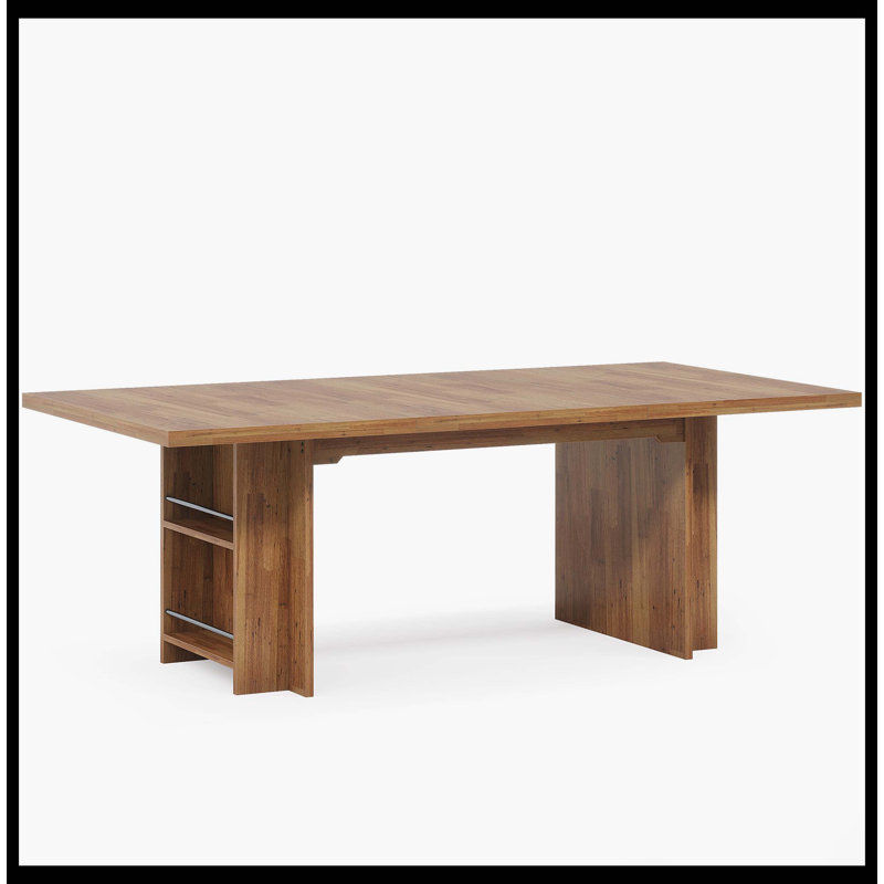 Table de salle à manger de 63 po en bois avec tablettes pour 6 à 8 personnes