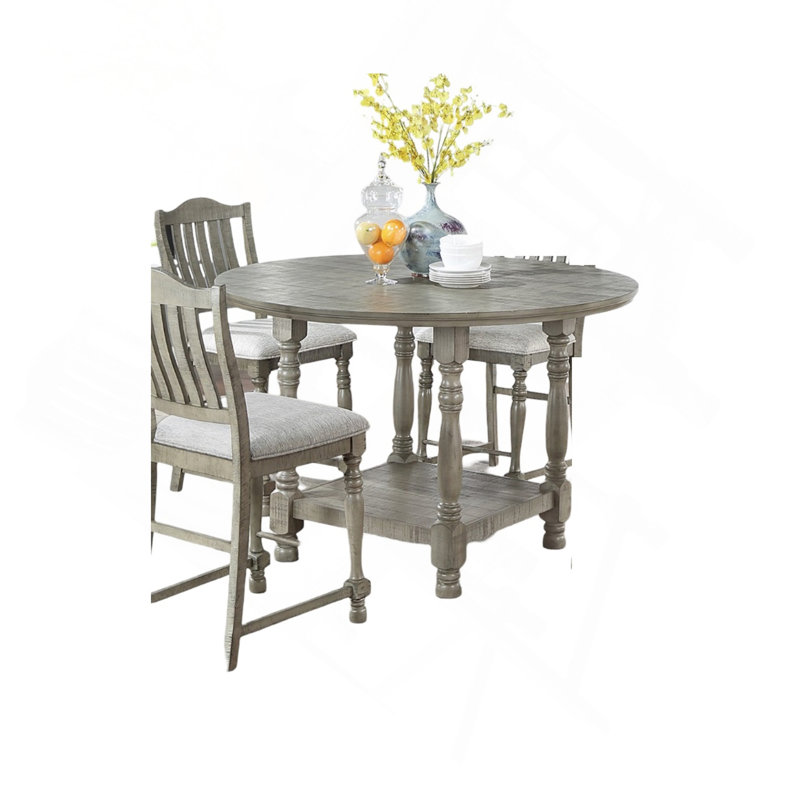 Light Gray Dining Table Round Dining Table  Open Shelf Acacia Veneer