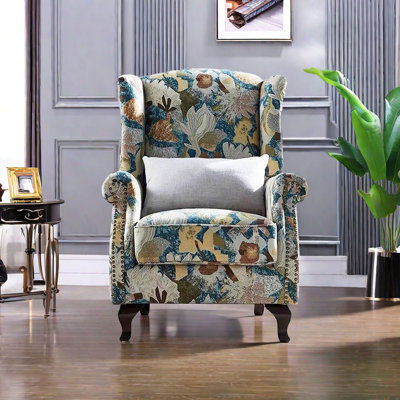 Fauteuil inclinable brodé en lin et coton brodé