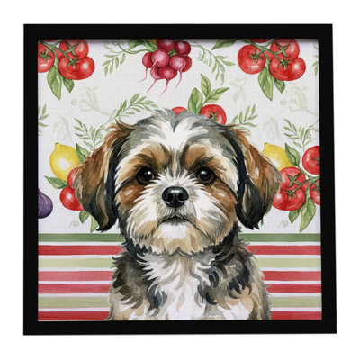 Brindle Shih Tzu Vegetables Framed Metal Print