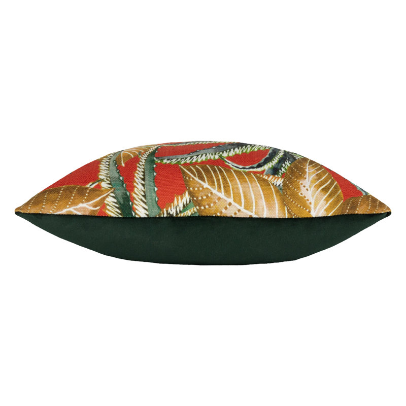 Floral Square Throw Cushion, Tangerine, Polyester