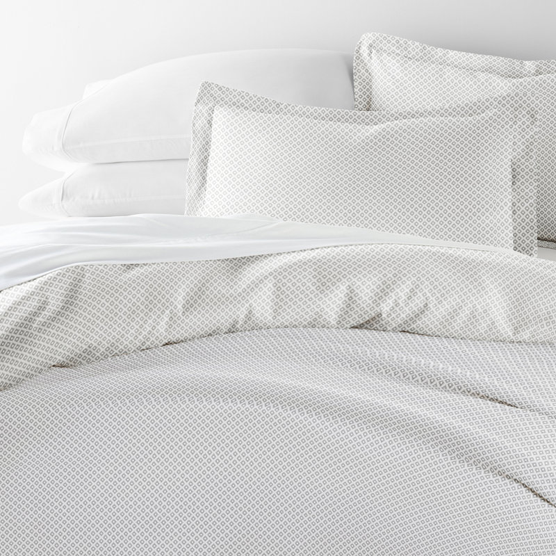 Super Soft Double Brushed Duvet Cover Set, Gray/White Palette, King/ Cal. King Duvet Cover + 2 Shams