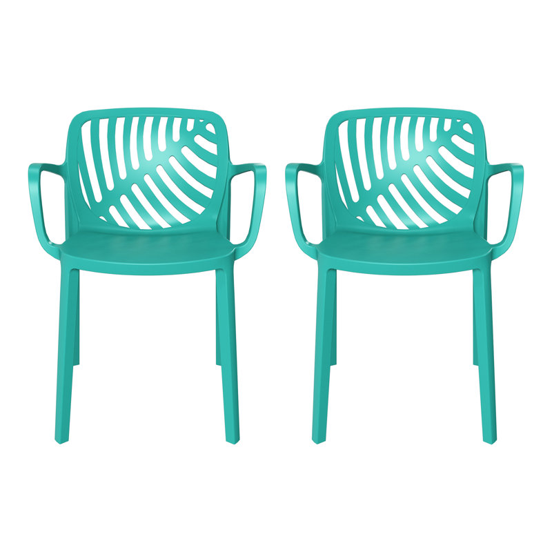 Chaise de salle à manger d'extérieur empilable (ensemble de 2), Turquoise