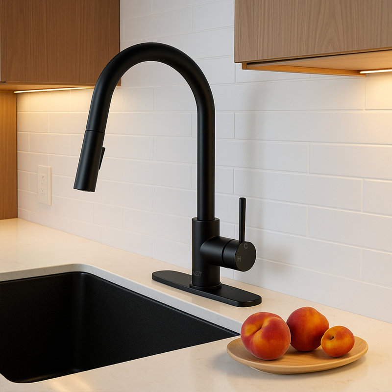 Expedition Series 16 In. 1-Handle Pull-Down Sprayer Kitchen Faucet In Matte Black With 1.8 GPM And Dual Spray Modes