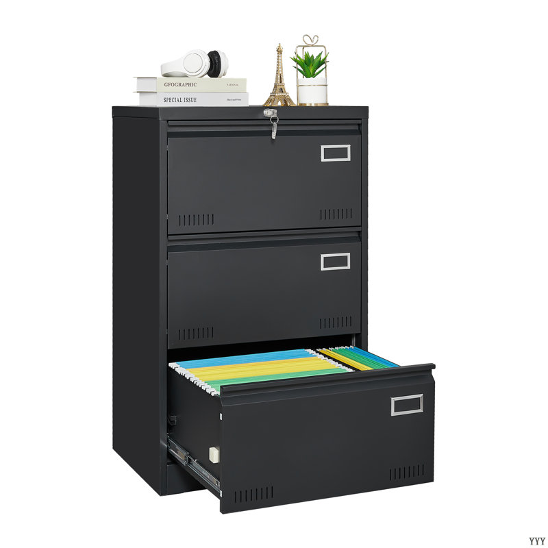 Filing Cabinet Lateral File Cabinet 3 Drawer,Locking Metal File Cabinets Three Drawer, Office Filing Cabinet With Lock Drawers For Home Office/Legal/Letter/A4/F4