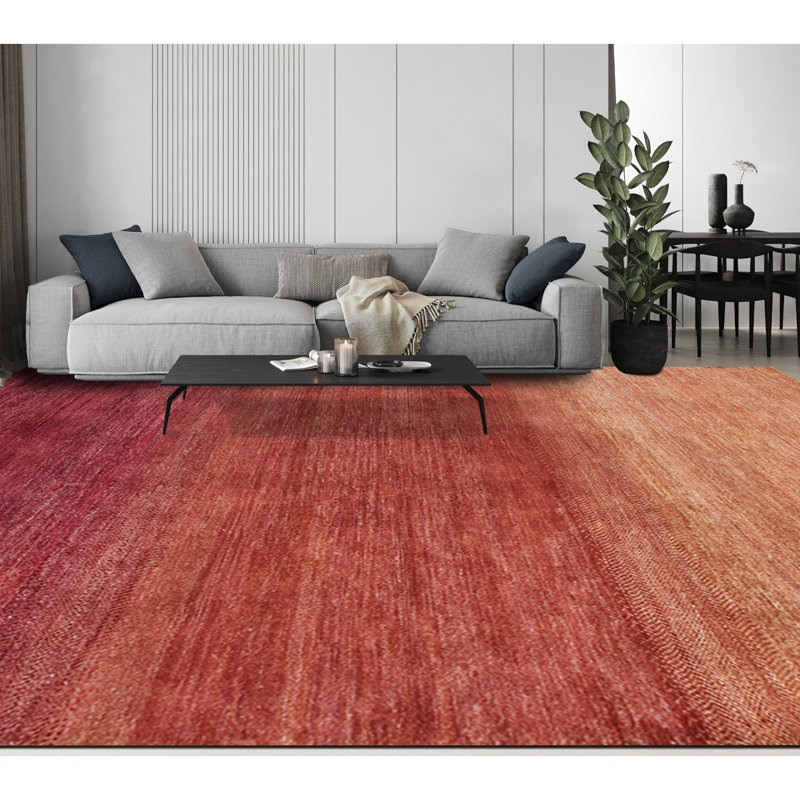 Hand Woven Wool Abstract Area Rug, Rectangle 6' x 9'