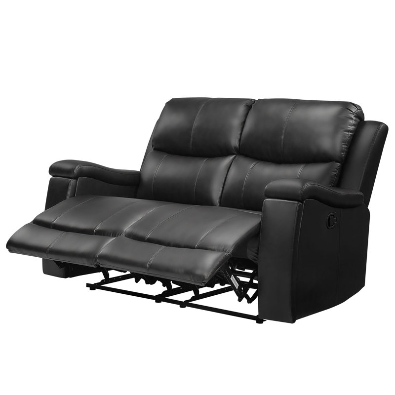 Causeuse inclinable manuelle en similicuir Westwick, Similicuir noir en microfibre