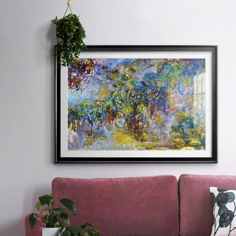 Wisteria [2], reproduction encadrée sur papier par Claude Monet, Noir, H 19 po x l 27 po x P 1,5 po