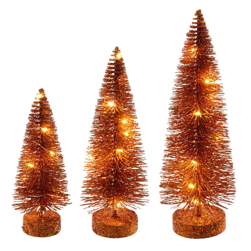  Ensemble d'arbre de brosse à bouteille orange éclairé de 8 à 10 po à 12 po., Blanc chaud, Orange, H 1 pi