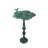 Aaisha rustic verdigris green metal bird bath with iron pedestal and hummingbird rim — 14.5 x 13.5 x 25.5 inches