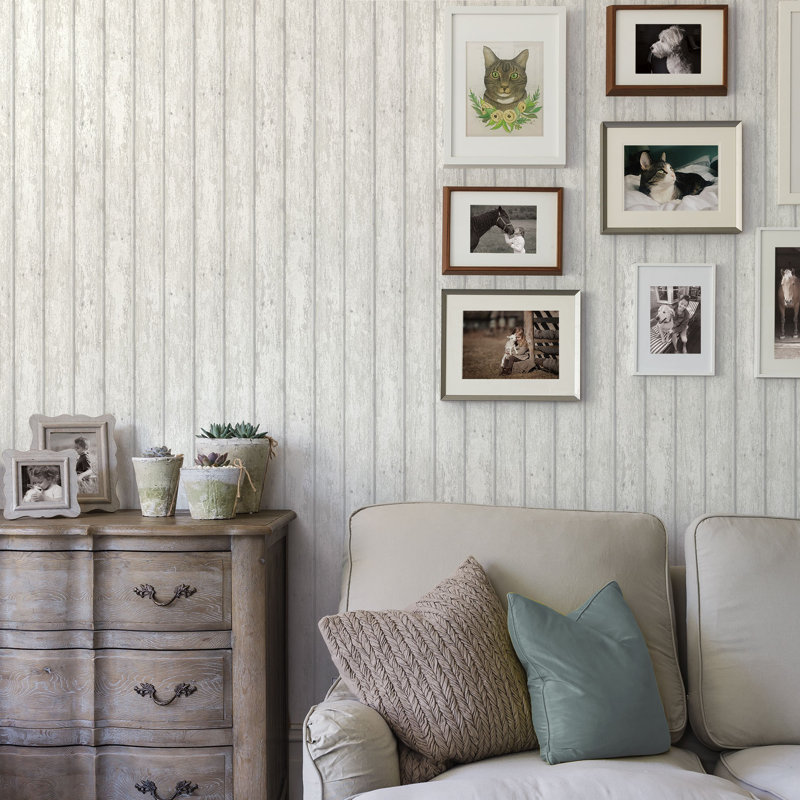 Papier peint clapboards patiné blanc jack, Blanc