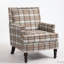 Fauteuil vintage avec garniture cloutée et tissu en lin
