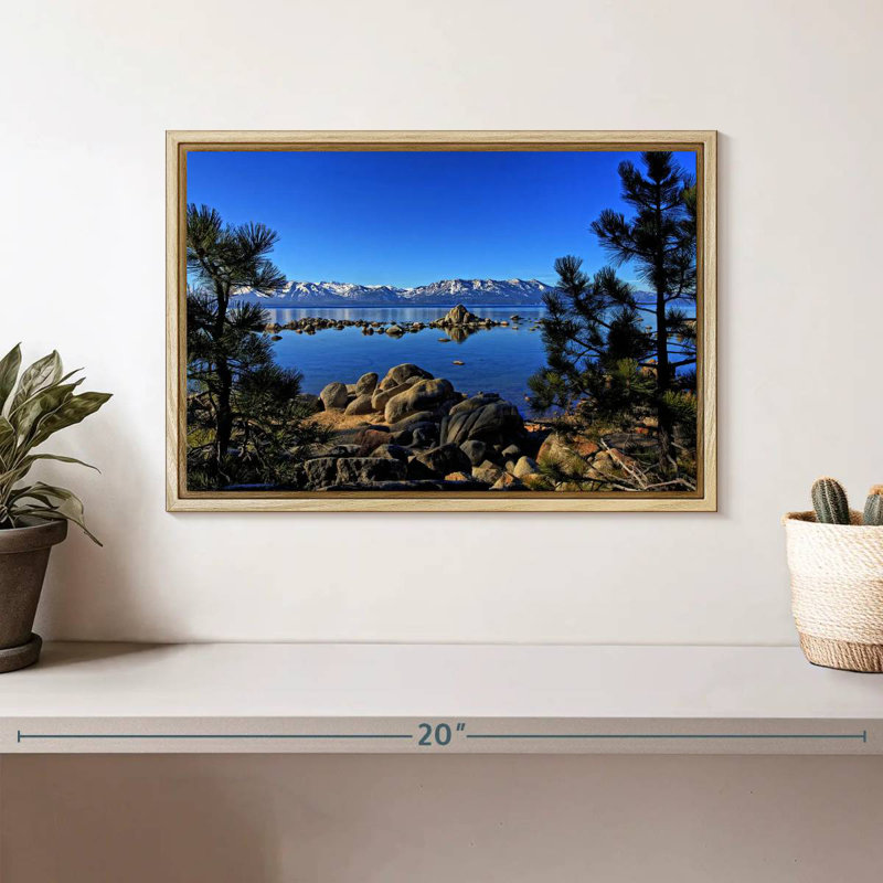 Lac Tahoe depuis l'anse Zephyr, Cadre flottant en bois naturel, 13 po x 9 po