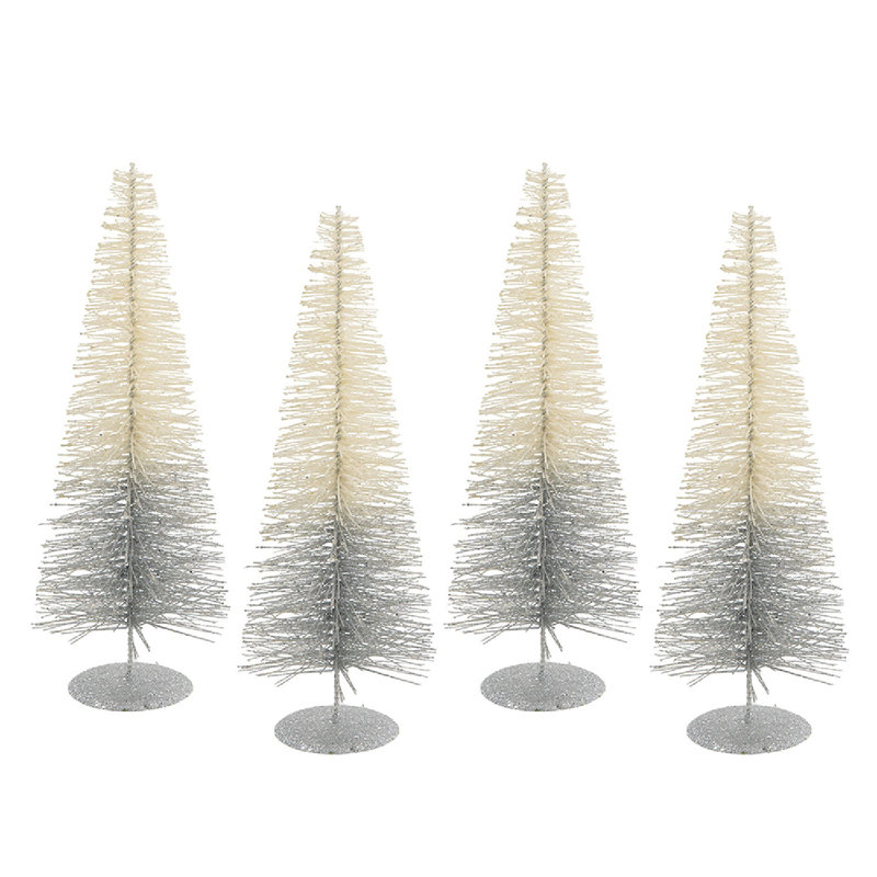 Ombre Trees - 15.7"H - Set of 4 - White/Silver