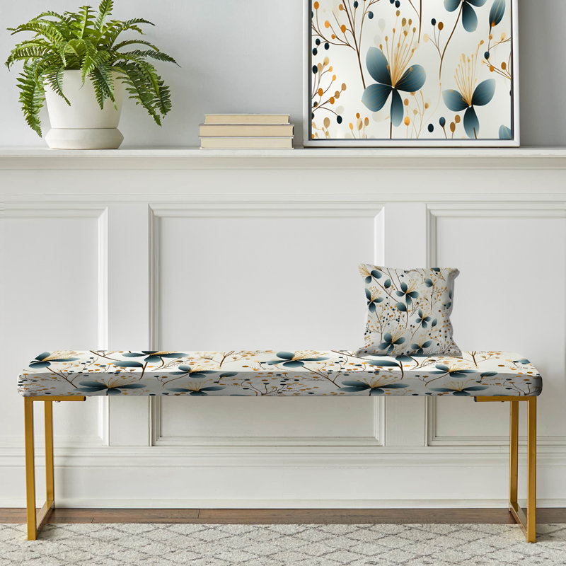 Damal - Plants Upholstered Gold Bench