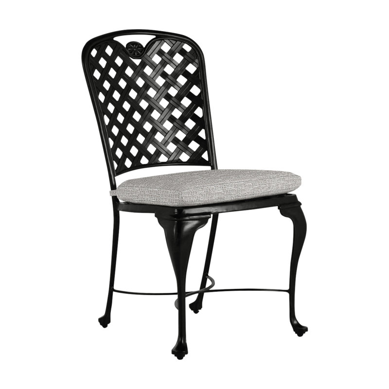 Provance Patio Dining Side Chair with Cushion, Ancient Earth, No Welt, Tweed Toffee