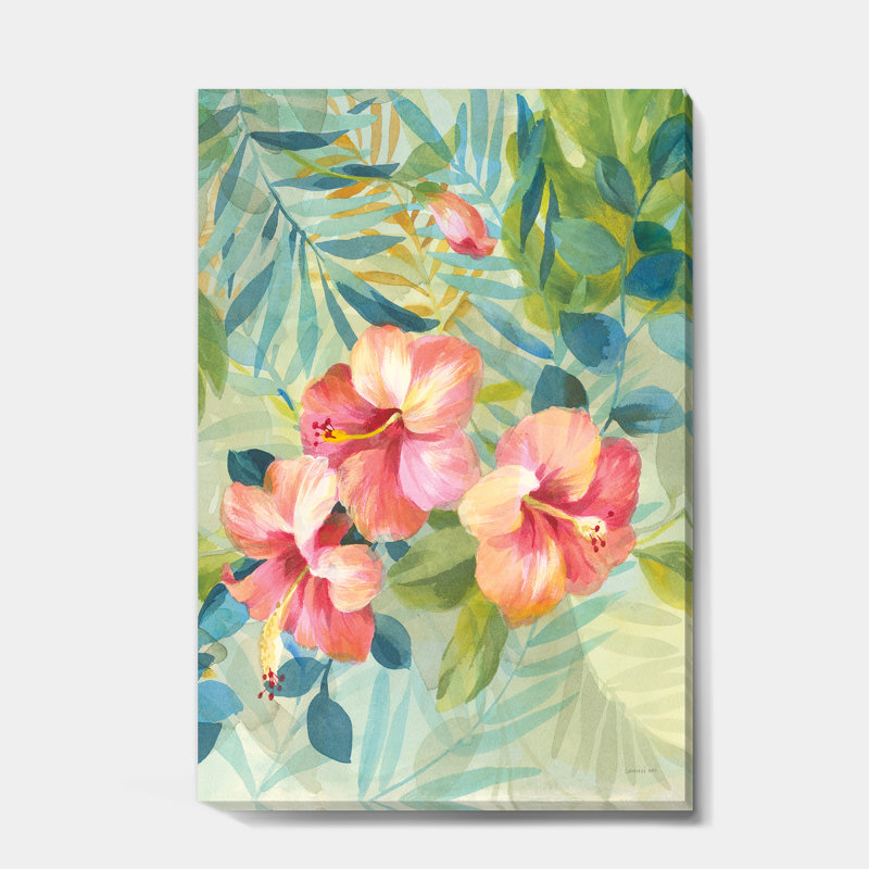 « hibiscus jardin iii », reproduction d’art sur toile, H 46 po x l 36 po x p 1,5 po