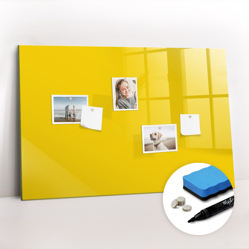 Magnetic Glass Dry Erase Board, Light Yellow 