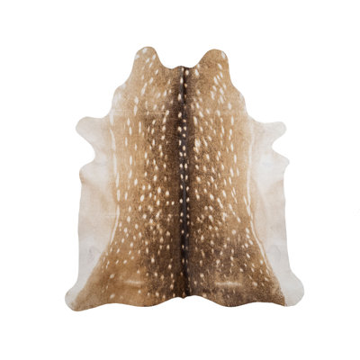 Deer Print Cowhide Rug - Size 6x7-8' - Unique Animal Print Rug