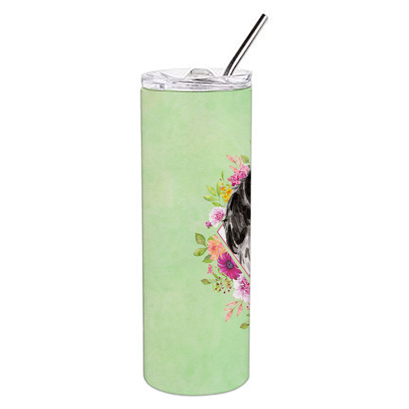 E23BF9F8391D466E9CA4F8DFEBD9A7DB de verre 20 oz à double paroi en acier inoxydable chiot, Cocker spaniel anglais noir, Vert
