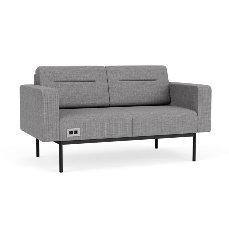 Causeuse de réception Darsey, Avec alimentation, Noir, Gris chambray