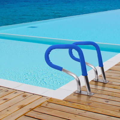 32” x 23 "Swimming Pool Stair Rail,250LBS Load Capacity,304 Stainless Steel Rustproof Pool Handrail,with Blue Grip Cover, for Inground Pool