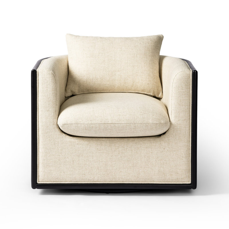 June Swivel Armchair, Thames Cream Polyester Blend