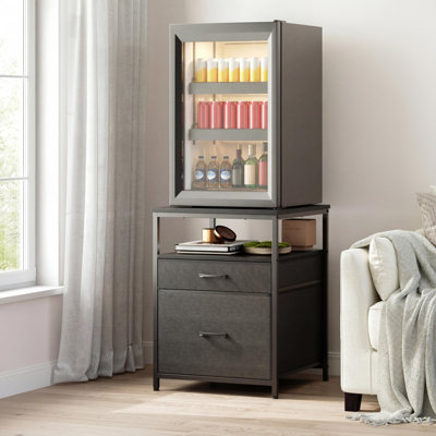 Mini Refrigerator Rack With 3 Storage Compartments, Suitable For Dormitories, Apartments, Offices And Bedrooms, Black.