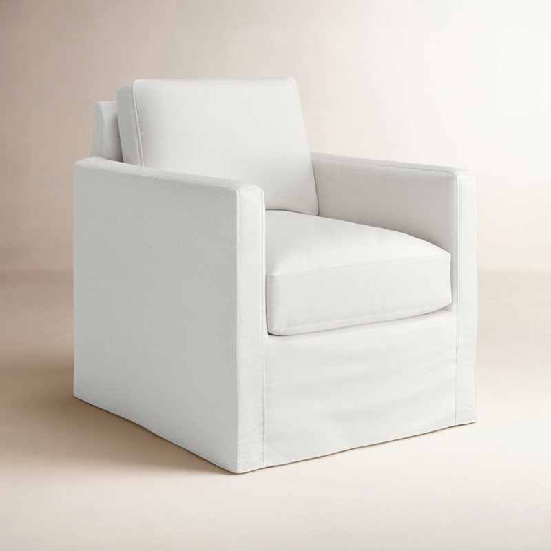 Fauteuil pivotant avec housse Savannah, Blanc sergé décoloré classique