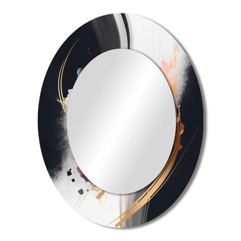 Gold Purple Transcending Complexity I - Gold Oval Wall Mirror Decor, 43" x 33"