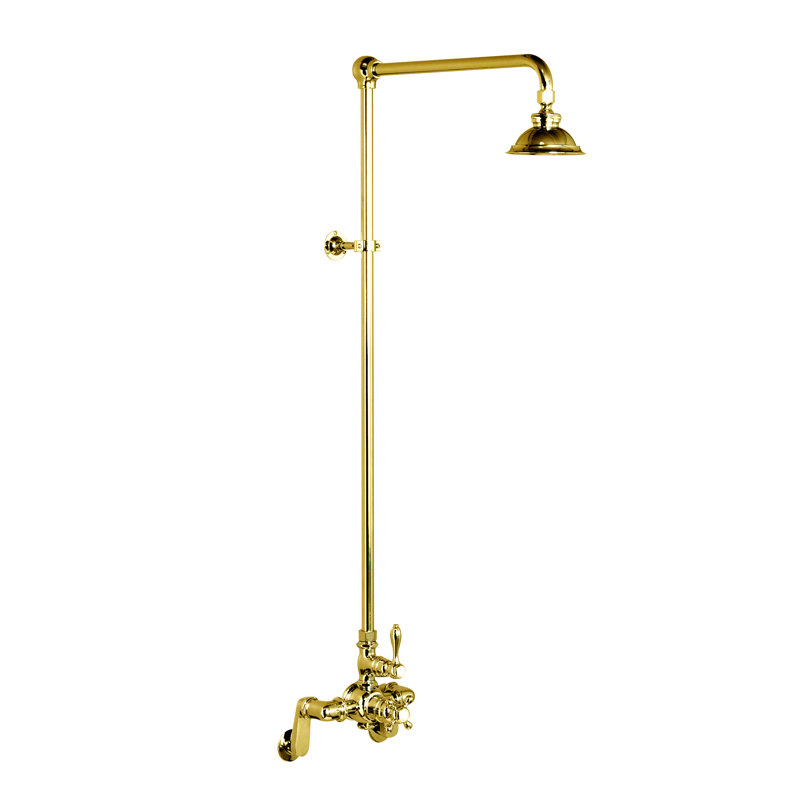 Exposed Thermostatic Shower System (P1130) by Strom Living, Supercoat Brass