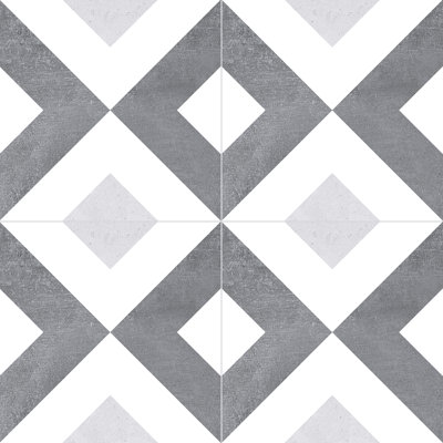 Luv Ahava Grey 8-in Encaustic Matte Porcelain Wall & Floor Tile